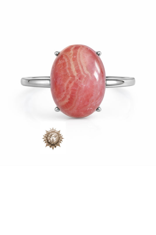 Juicy Rhodochrosite Adjustable 925 Sterling Silver Ring