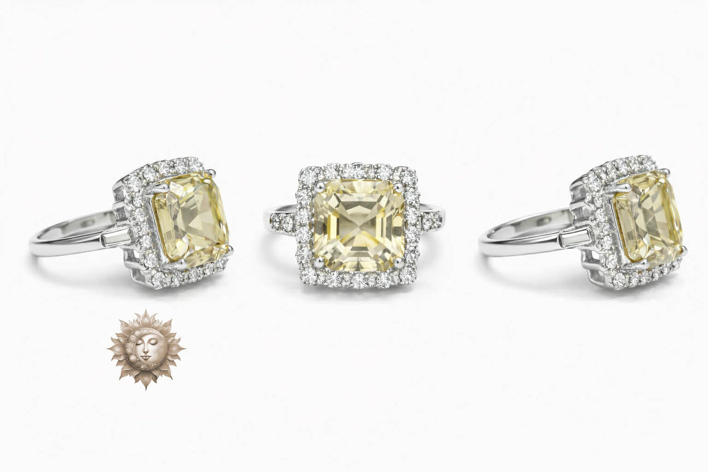Statement Citrine and Zircon 925 Sterling Silver Adjustable Ring