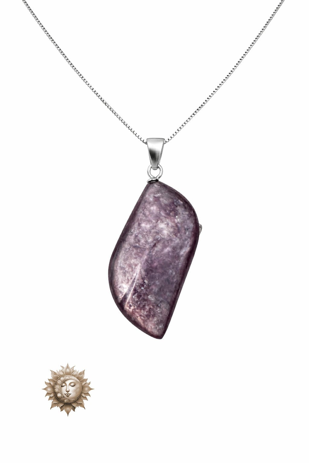 Lepidolite Purple Mica Pendant and Chain