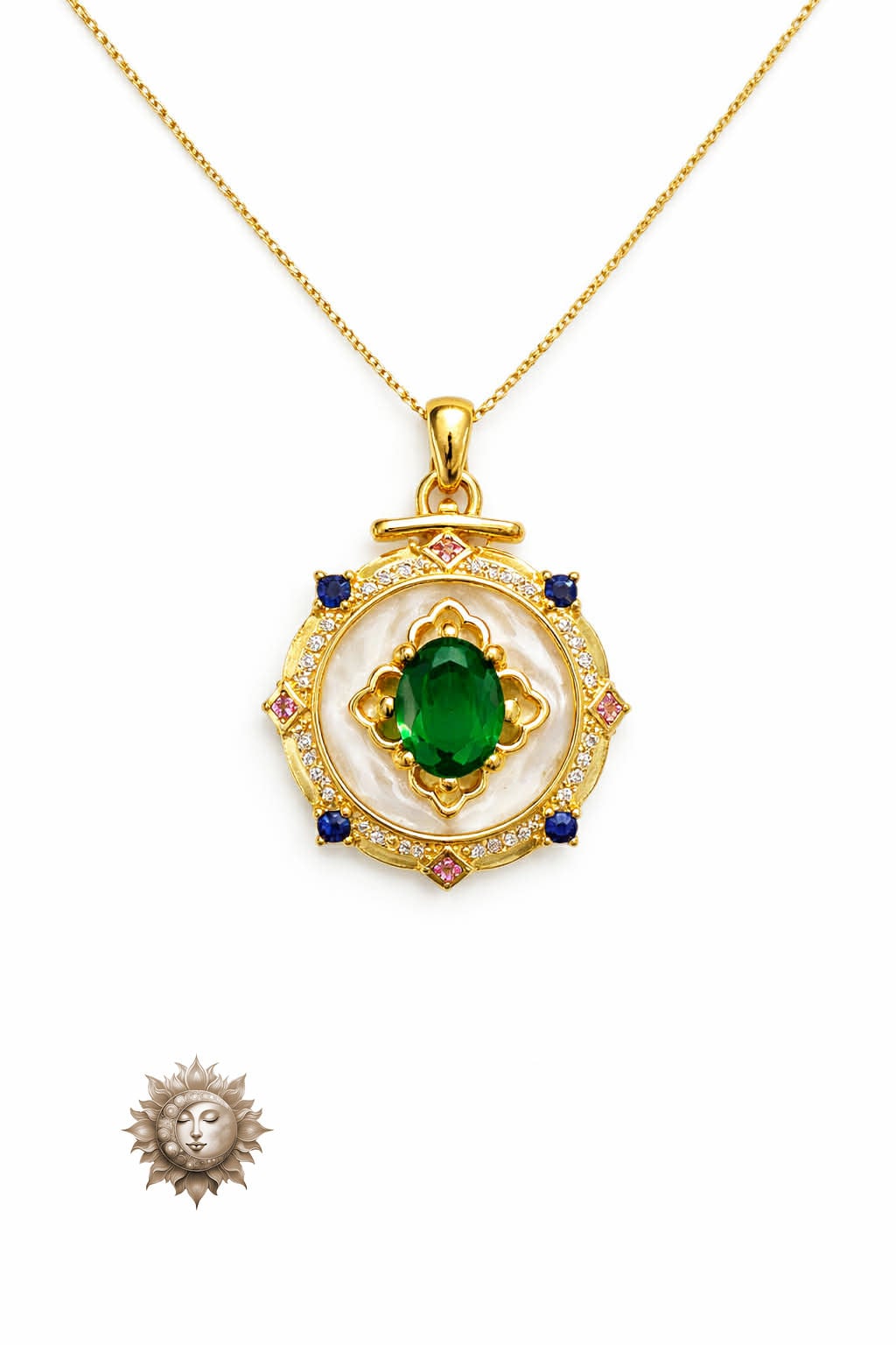 Dioptase and Topaz Pendant and Necklace