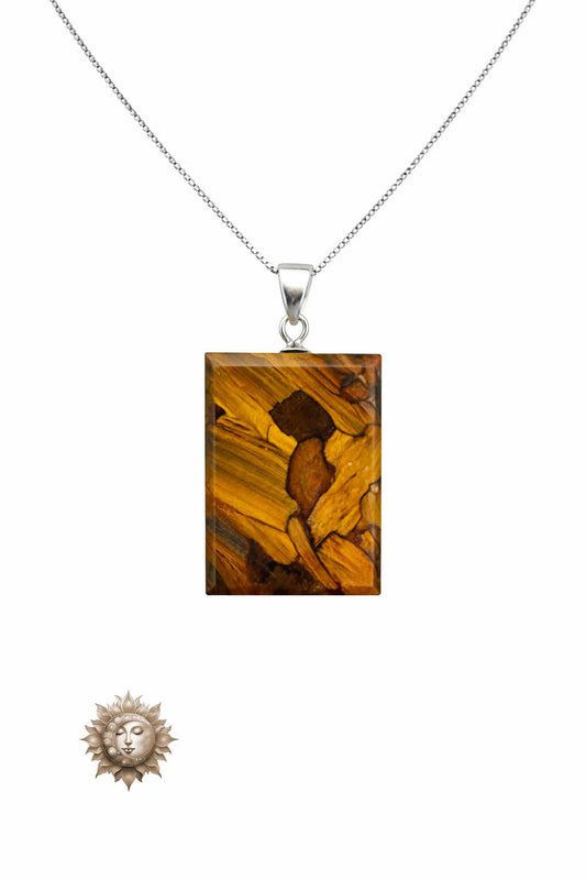 Statement Tiger Eye Pendant and Chain 925 Sterling Silver