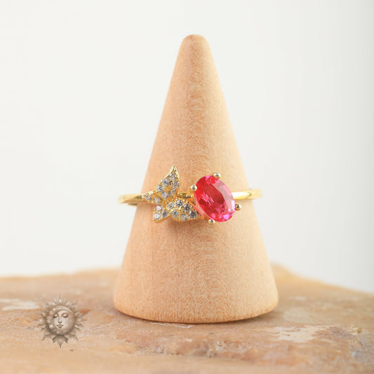 Pink Topaz Butterfly Ring