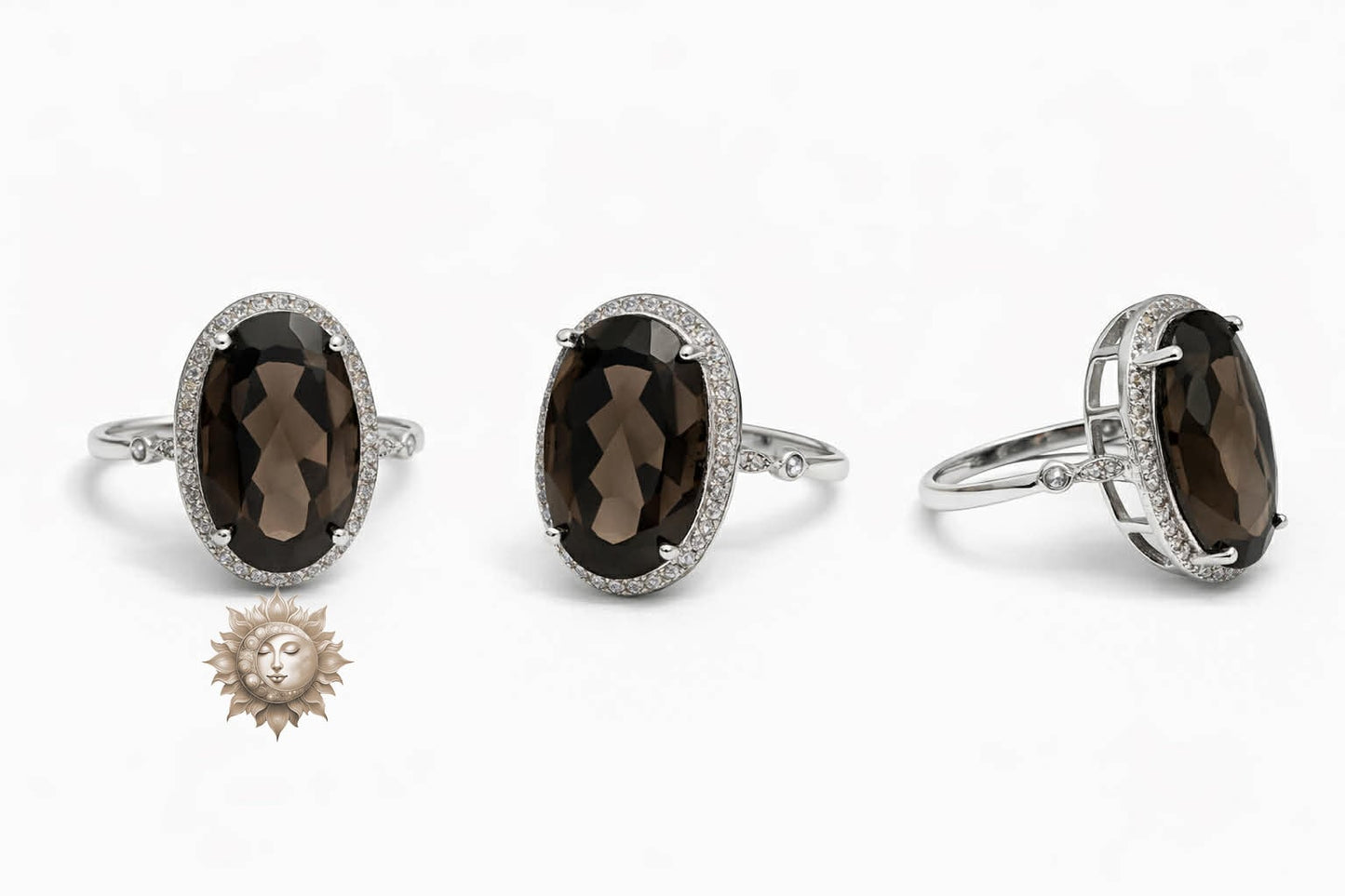 Smokey Quartz Faceted 925 Sterling Silver Adjustable Ring
