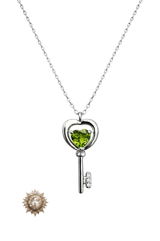 Peridot Key Pendant and Necklace