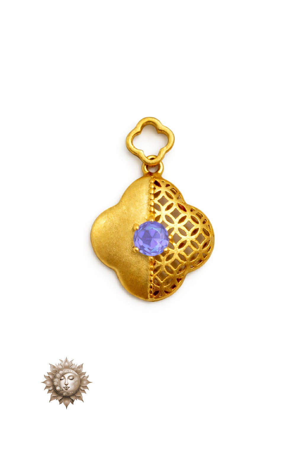 Tanzanite Clover Pendant 18 Carat Gold Plated 925 Sterling Silver