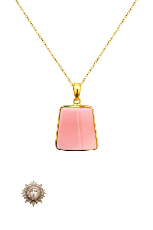 Pink Conch / Shell Stone 18 Carat Gold Plated 925 Sterling Silver Pendant and Chain