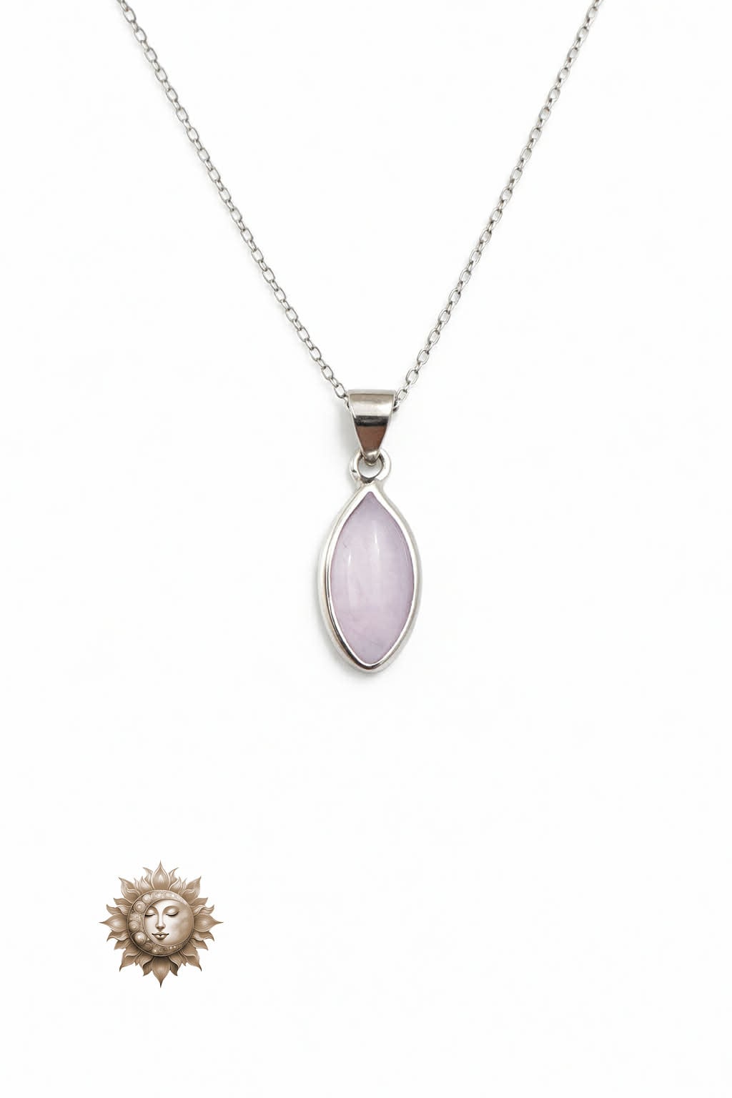 Lavendar Amethyst Marquise Cut Stone and Chain 925 Sterling Silver