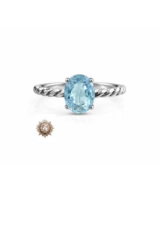 Blue Topaz Adjustable 925 Sterling Silver Ring