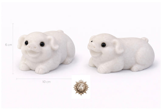 White Jade Pig Carving – Natural Jade Crystal Pig Figurine Décor