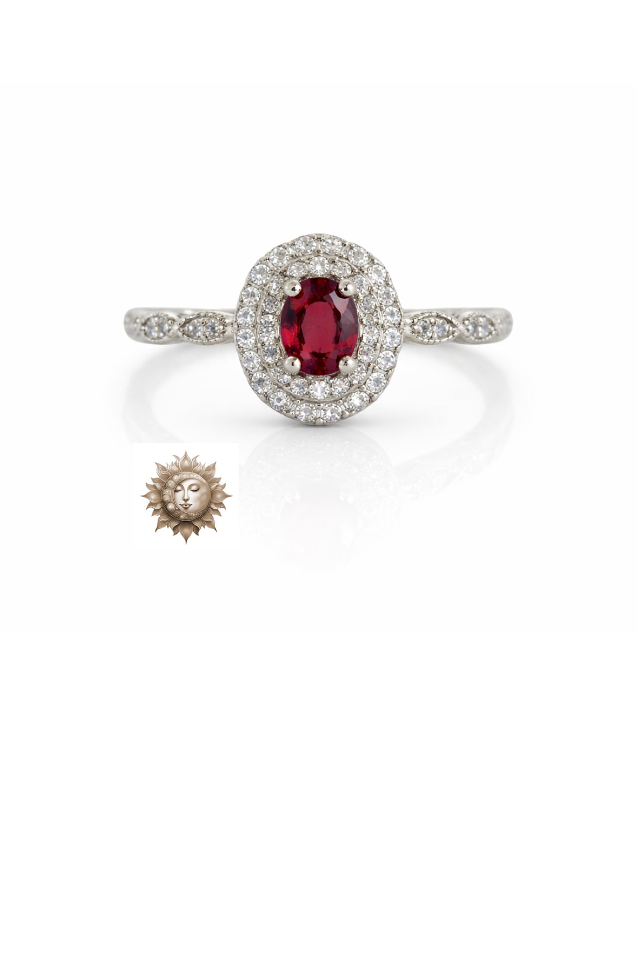 Garnet and Zircon Adjustable 925 Sterling Silver Ring