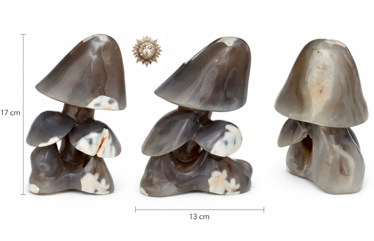 Orca Agate Mushroom Carving – Large Natural Orca Stone Crystal Statement Décor