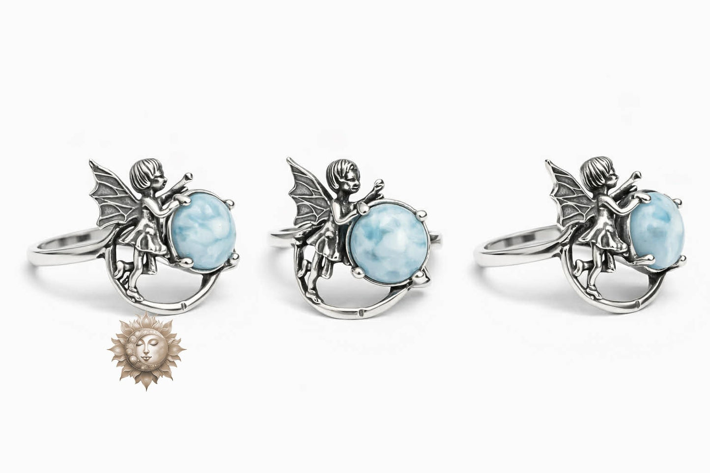 Larimar Fairy 925 Sterling Silver Adjustable Ring