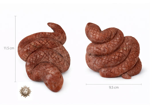 Red Jasper Snake Carving – Natural Red Jasper Crystal Snake Figurine Décor