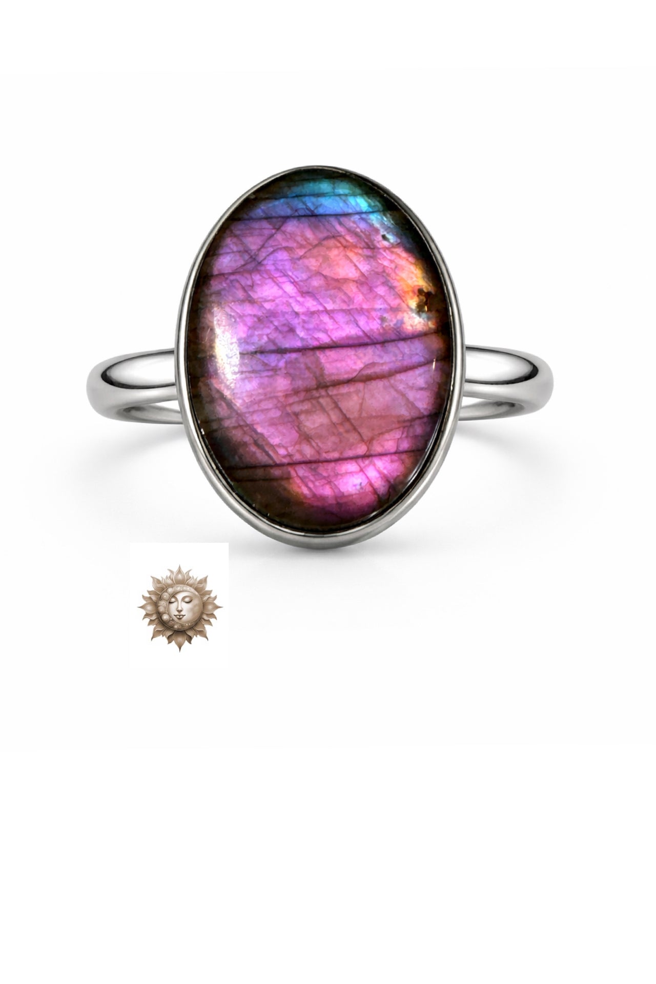 Statement Labradorite Adjustable 925 Sterling Silver Ring