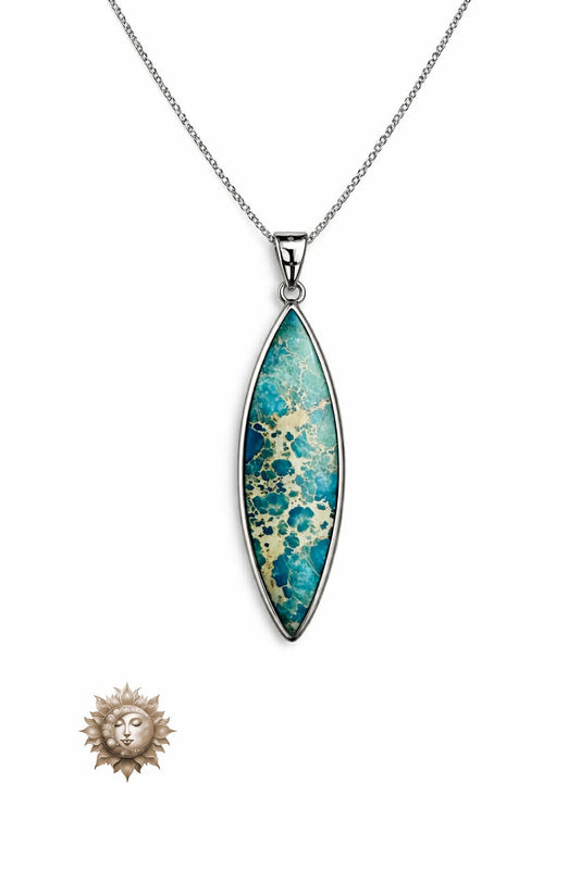 925 Sterling Silver Indonesian Turquoise Pendant and Necklace