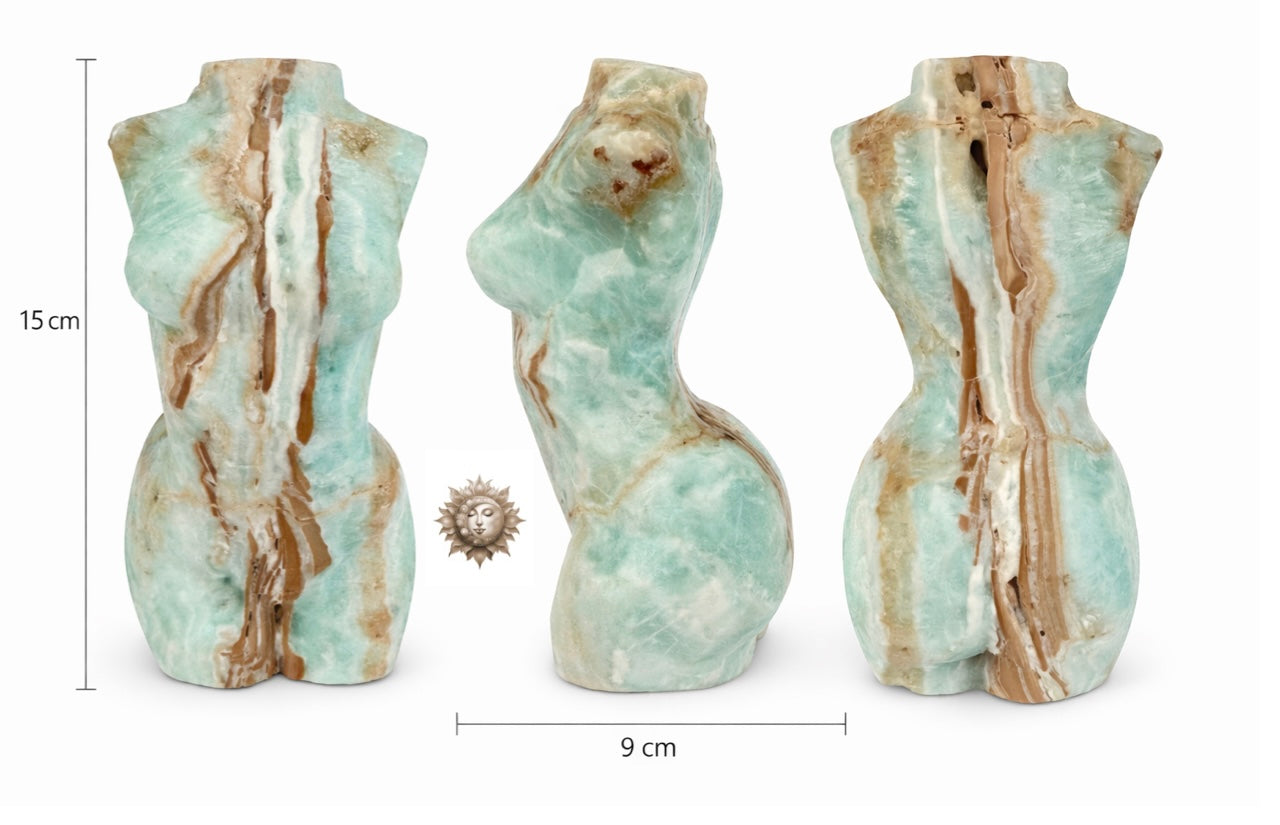 Blue Aragonite Female Form Carving – Natural Blue Aragonite Goddess Sculpture
