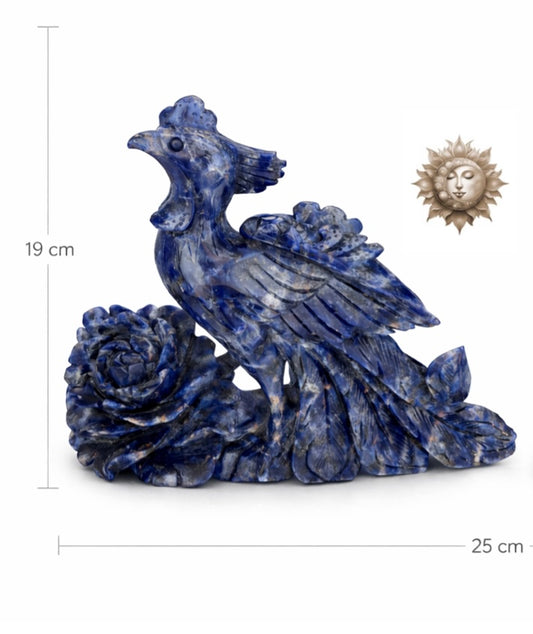 Blue Sodalite Phoenix Carving – Statement Natural Crystal Sculpture