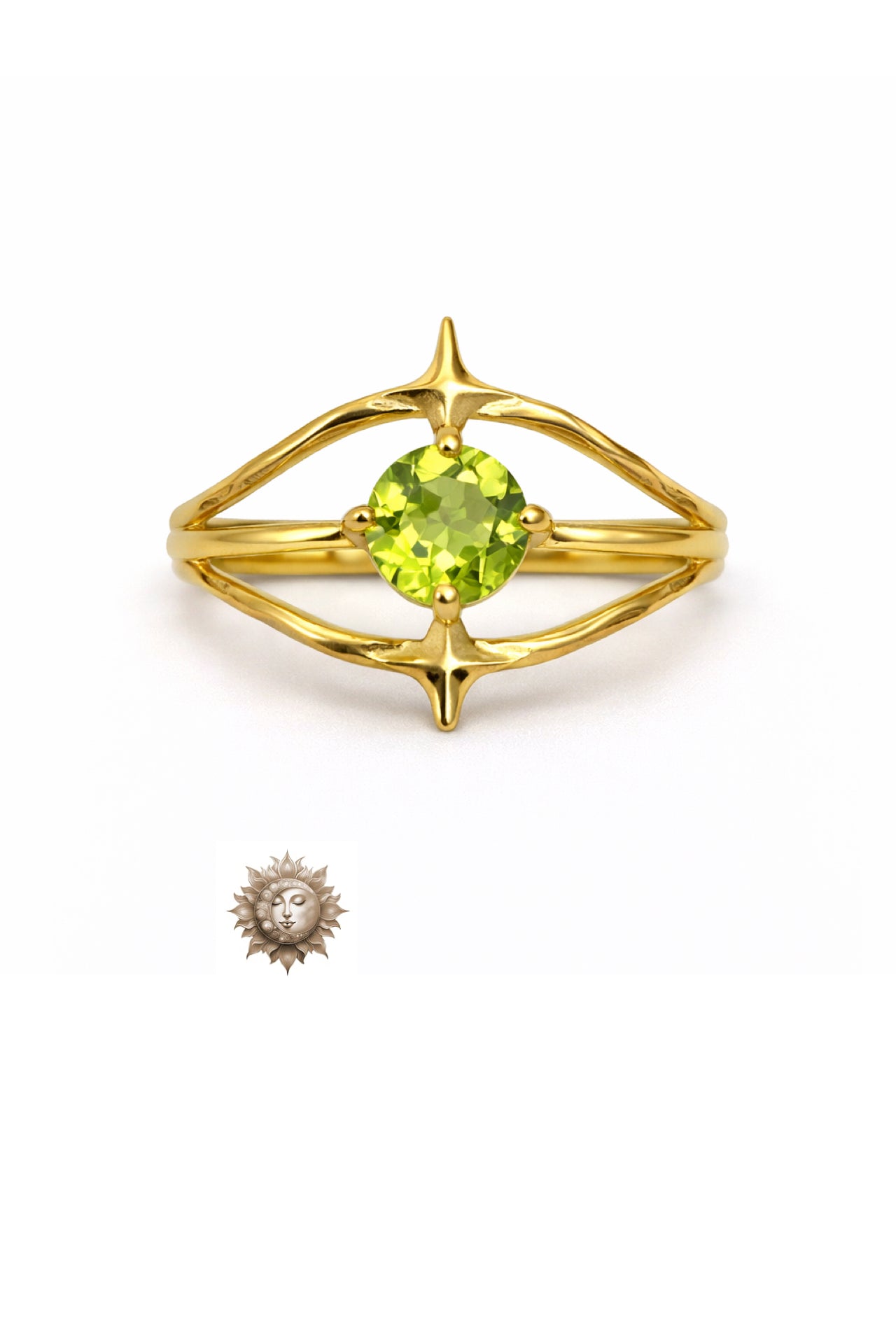 Peridot 18 Carat Gold Plated 925 Sterling Silver Adjustable Ring