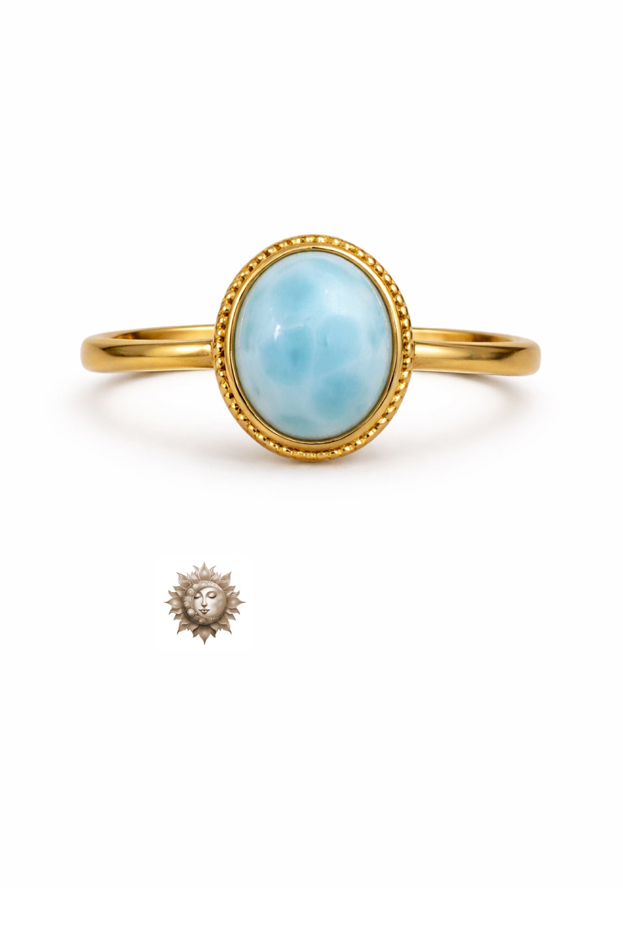 Larimar Oval 18 Carat Plated 925 Sterling Silver Adjustable Ring