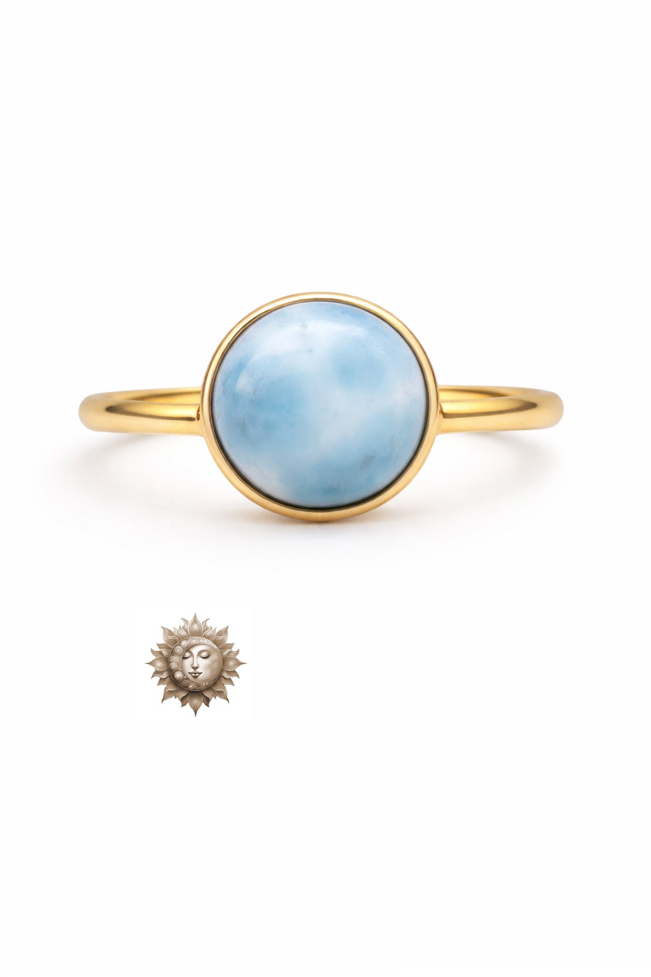 Larimar 18 Carat Gold Plated 925 Sterling Silver Adjustable Ring