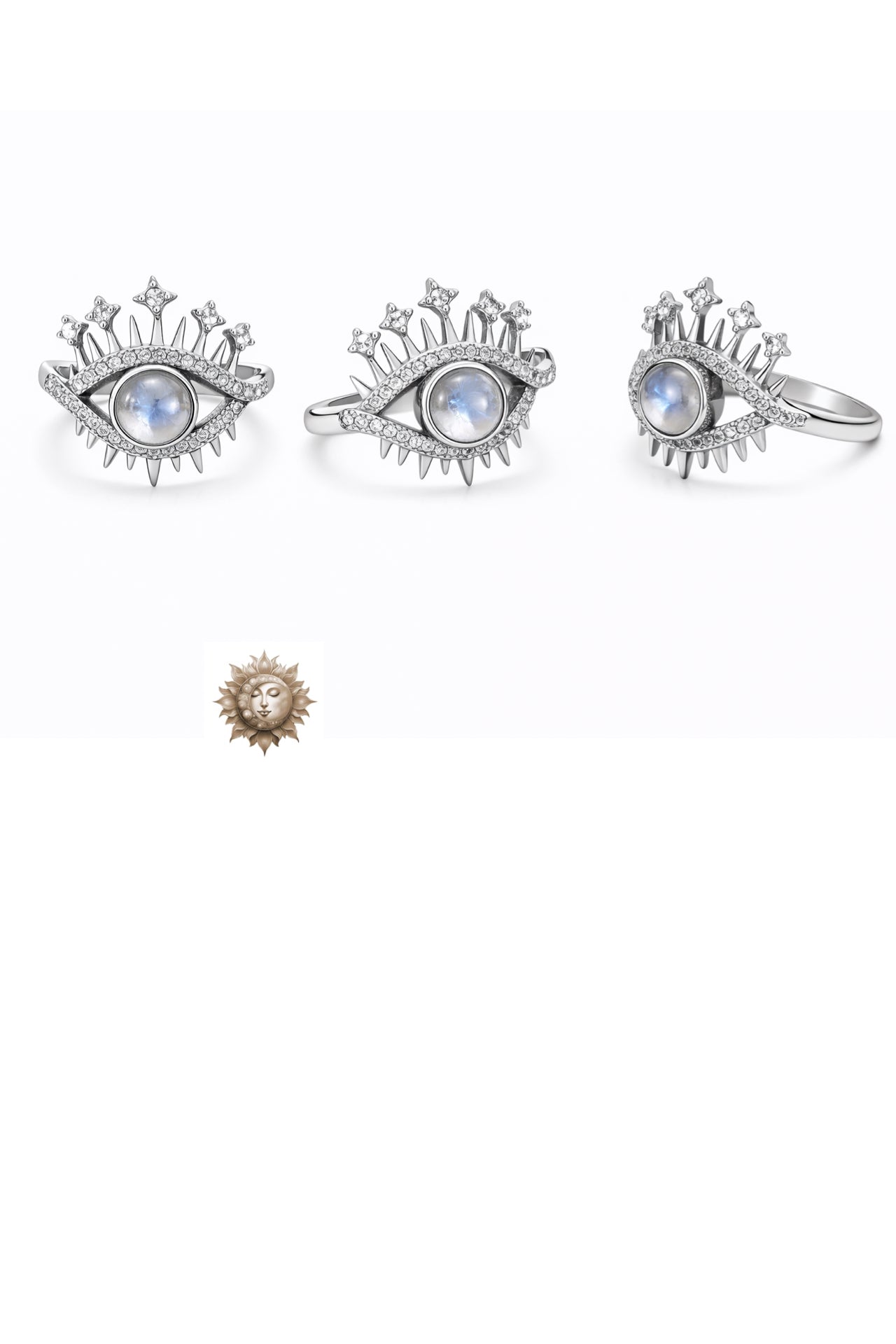 Moonstone Eye Adjustable 925 Sterling Silver Ring