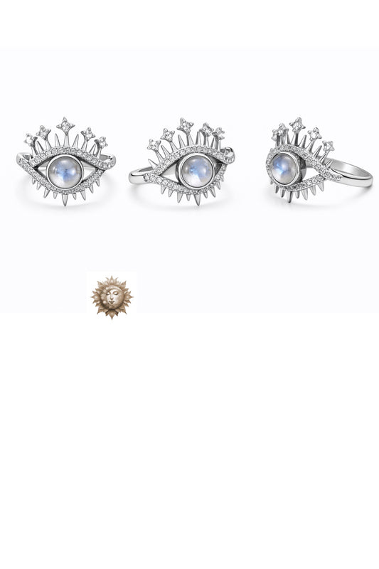 Moonstone Eye Adjustable 925 Sterling Silver Ring
