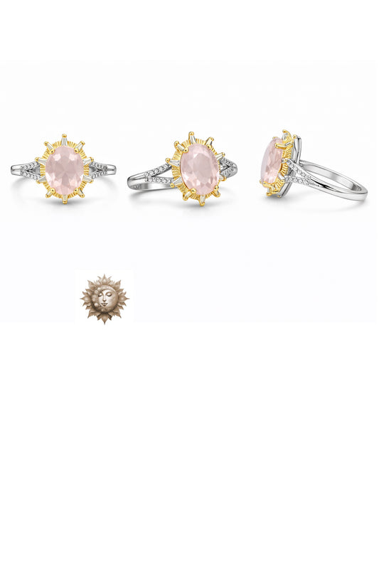 Faceted Rose Quartz Adjustable 925 Sterling Silver Ring