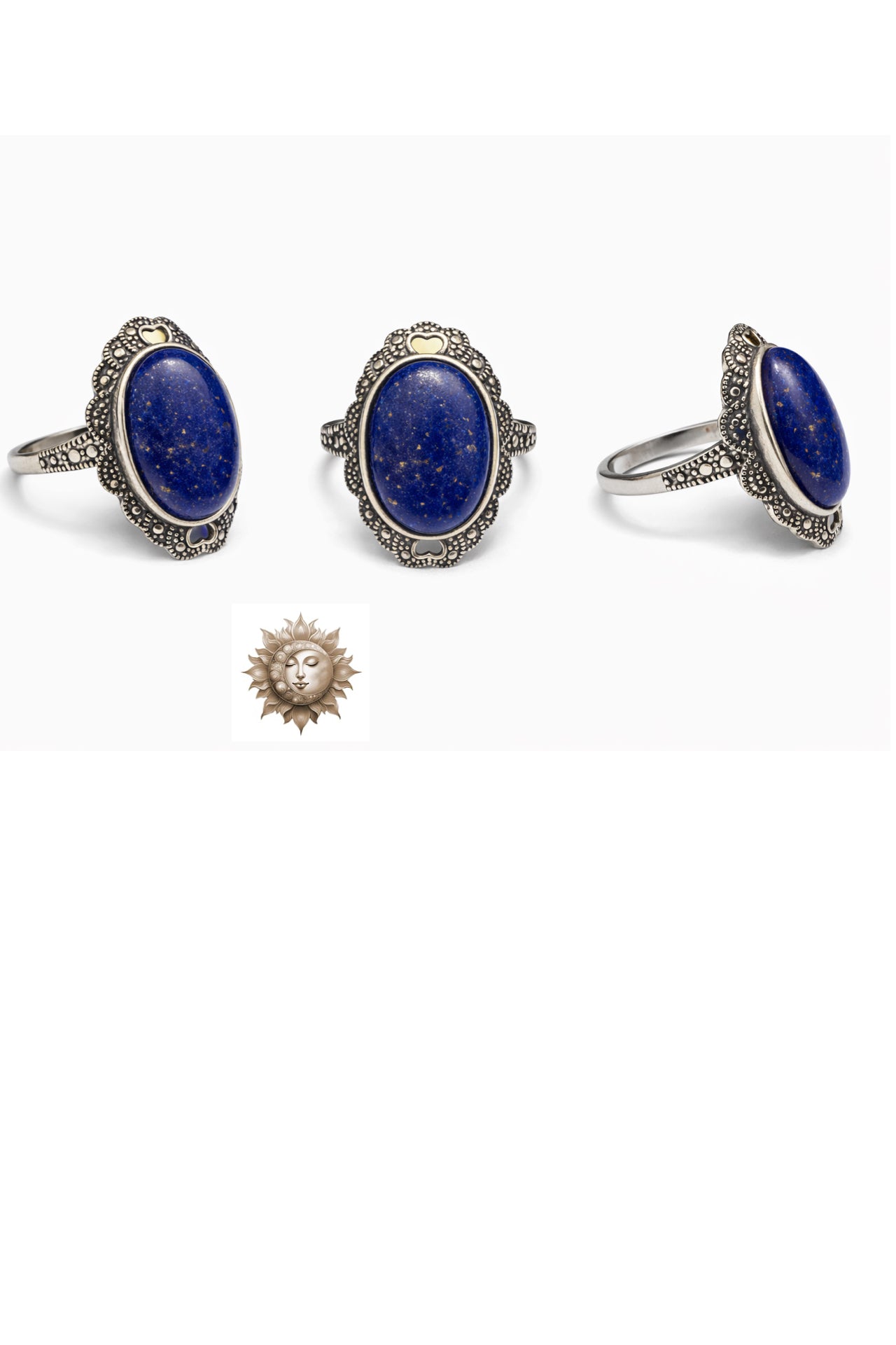 Statement Lapis Lazuli 925 Sterling Silver Adjustable Ring
