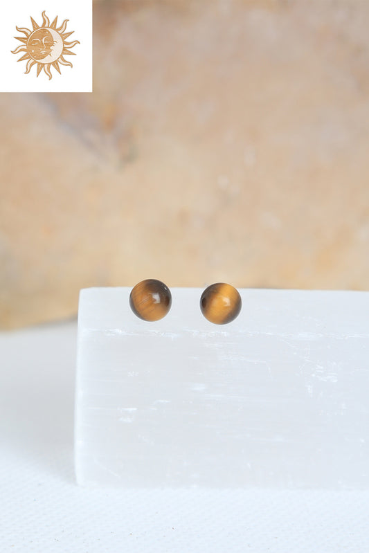Tiger Eye Studs - Sterling 925 Silver