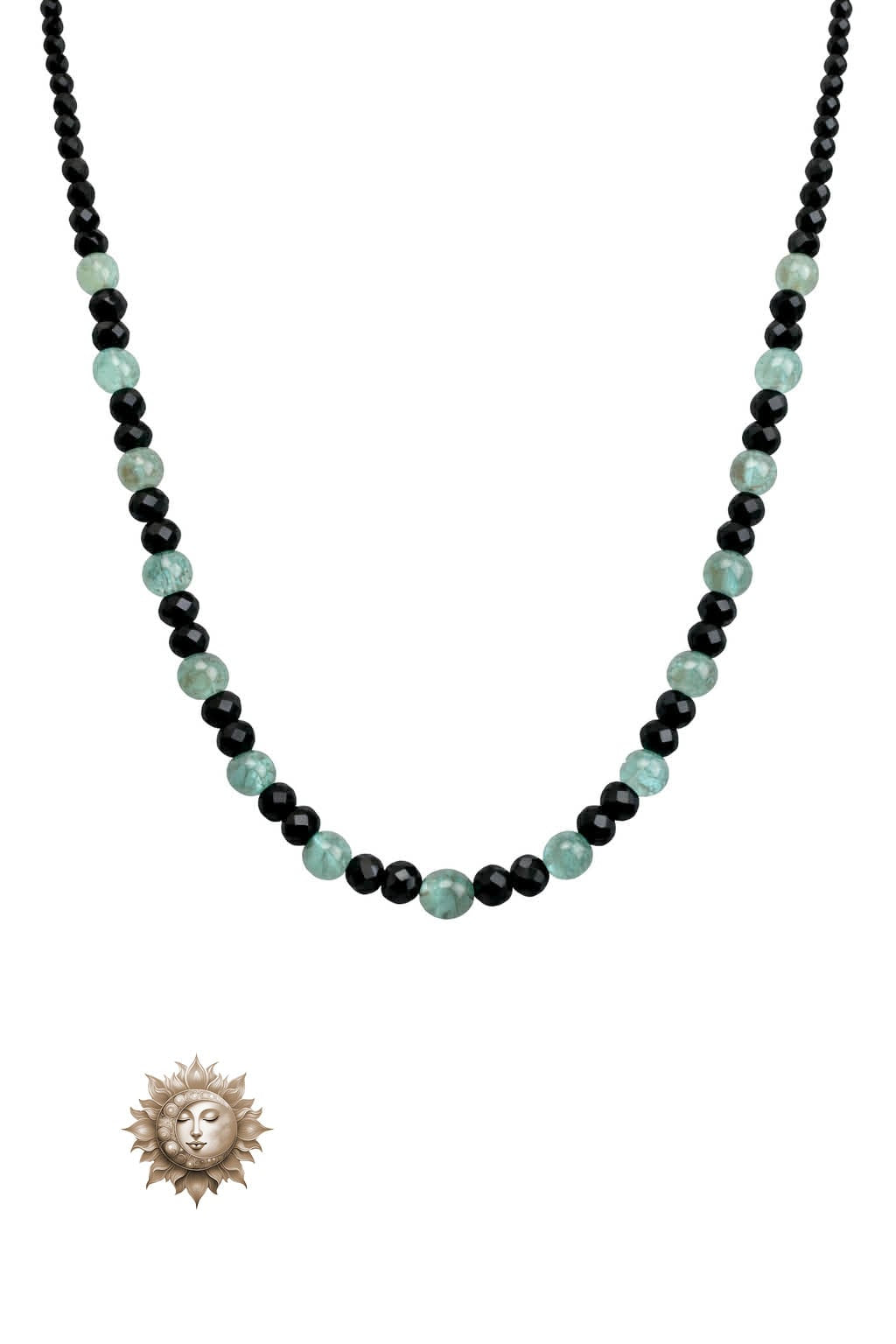 Black Tourmaline and Green Quartz Beaded Necklace
