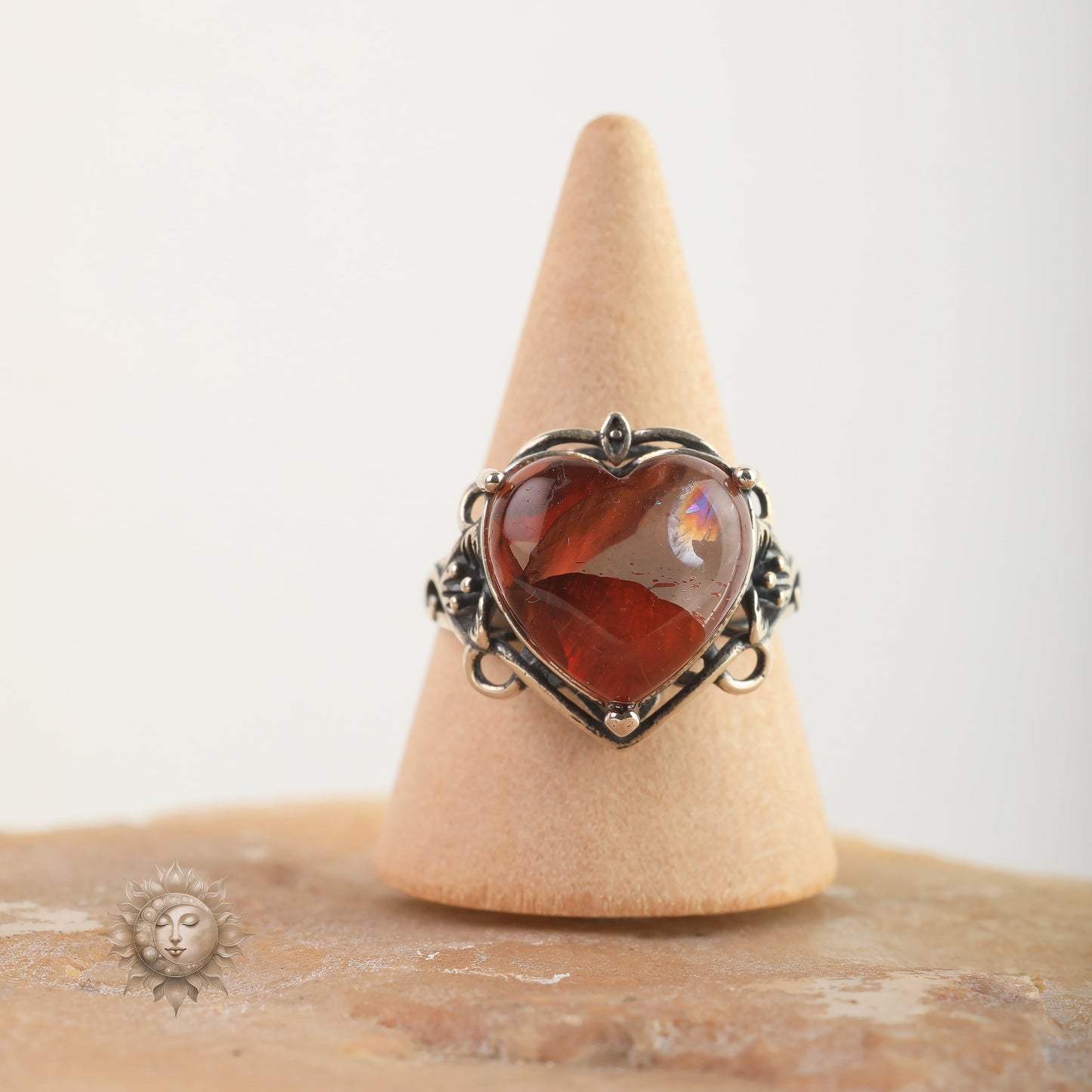 Fire Quartz Heart Ring