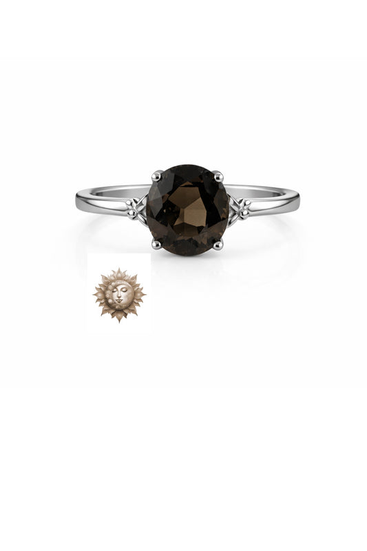 Smokey Quartz Adjustable 925 Sterling Silver Ring