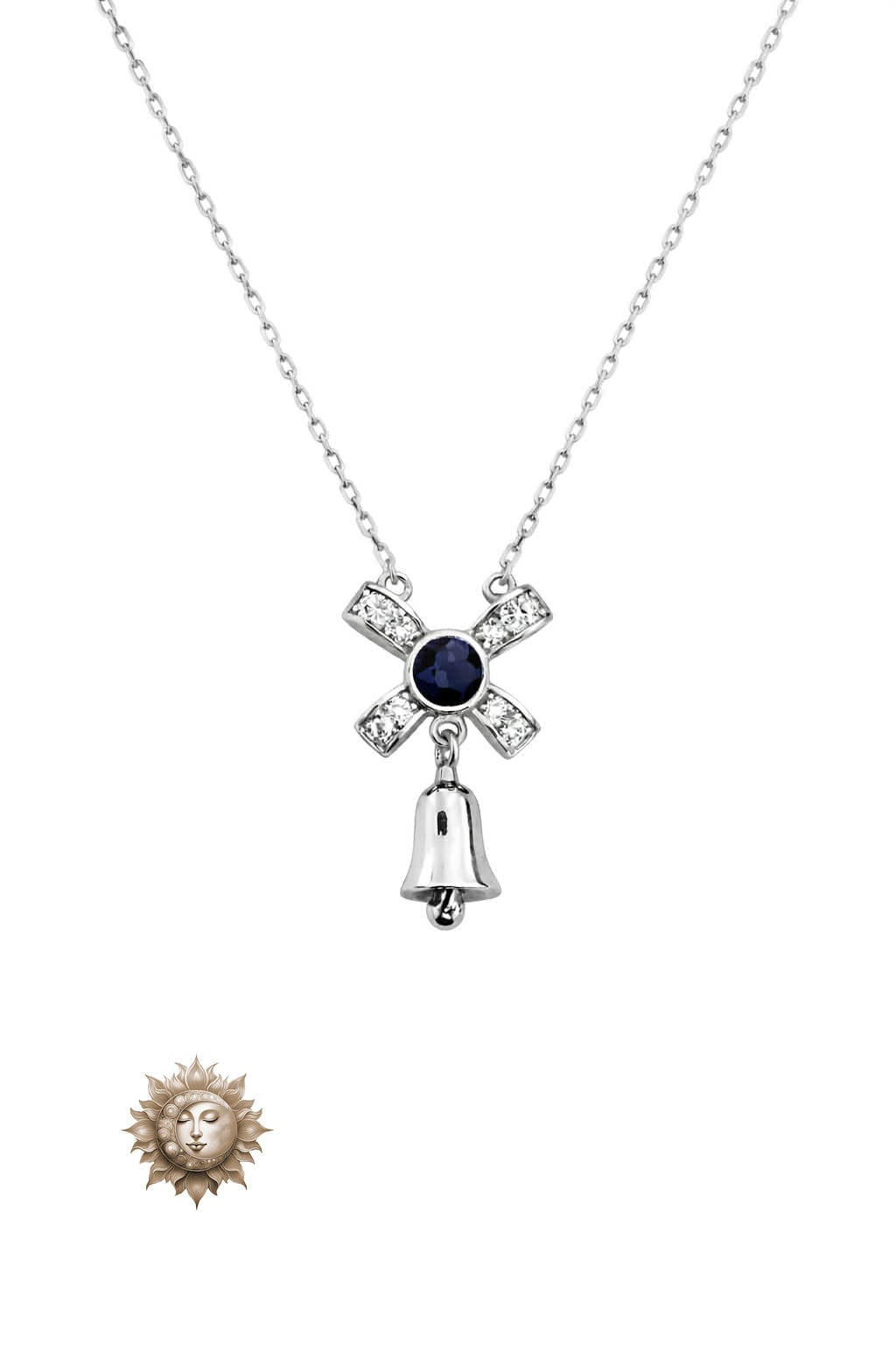 Sapphire Bell Necklace 925 Sterling Silver