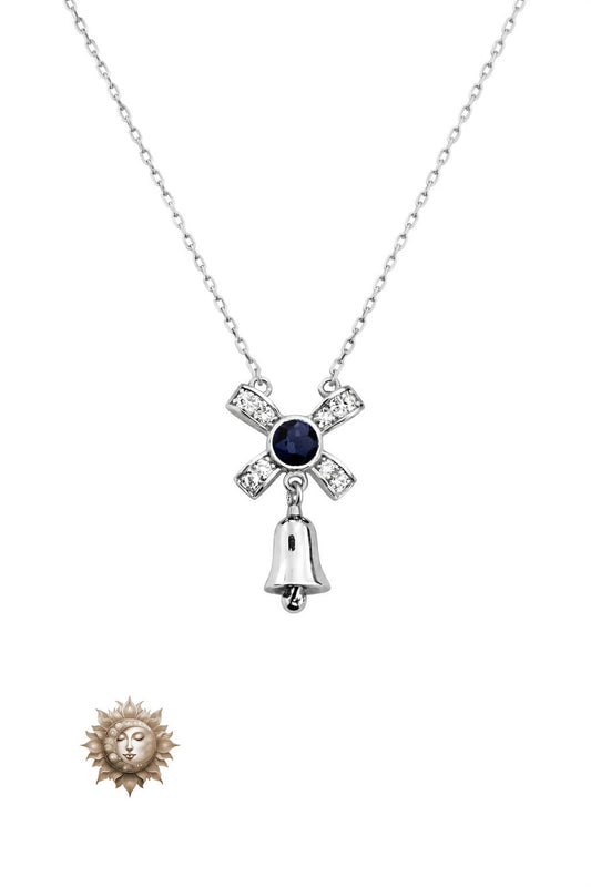 Sapphire Bell Necklace 925 Sterling Silver