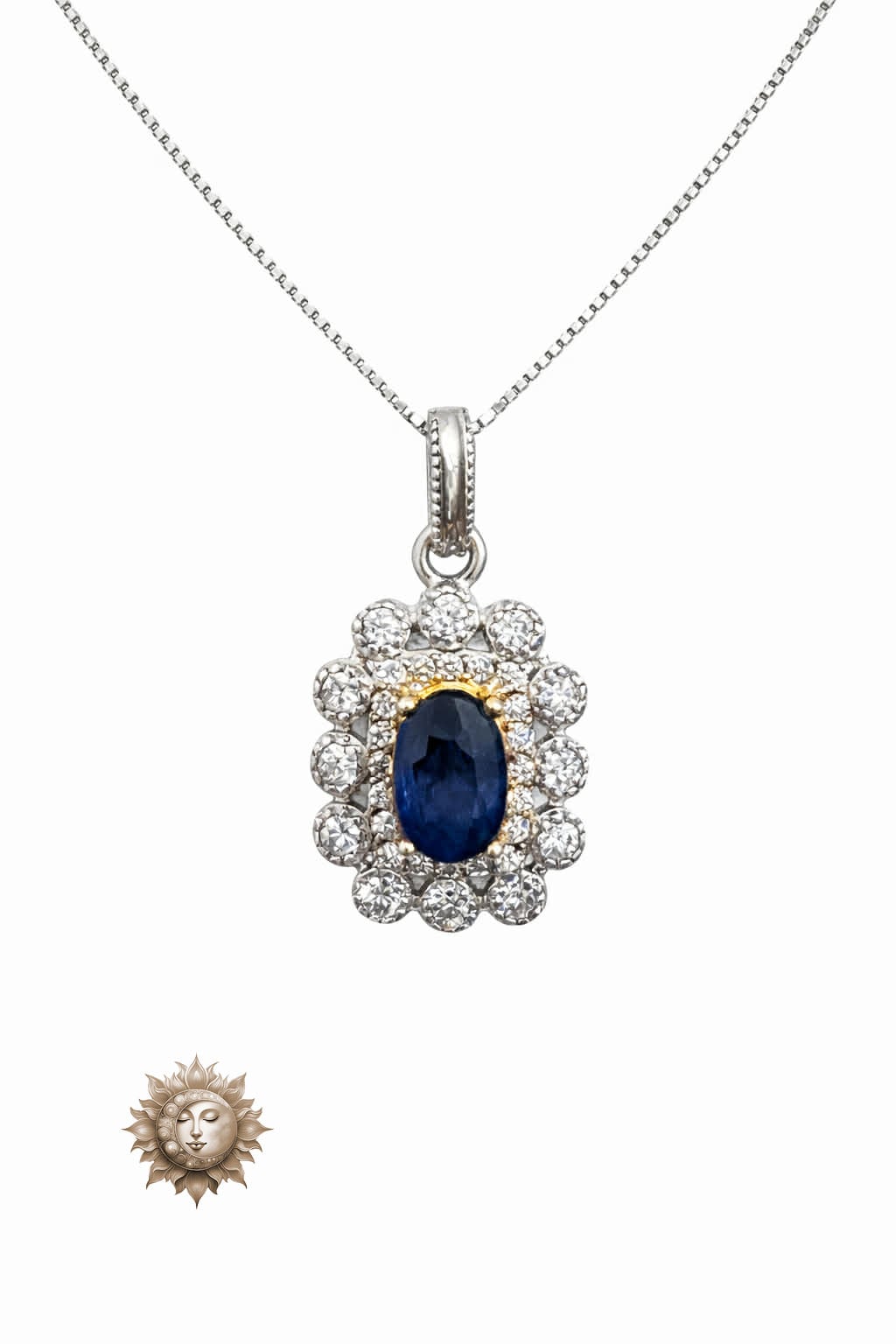 Striking Sapphire Pendant and Chain 925 Sterling Silver