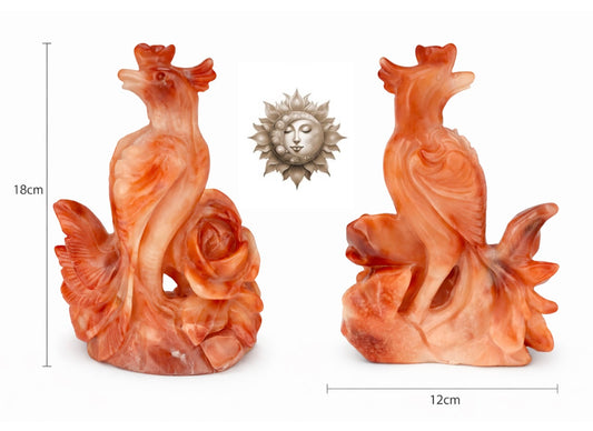 Carnelian Agate Phoenix Carving – Large Natural Carnelian Crystal Statement Sculpture