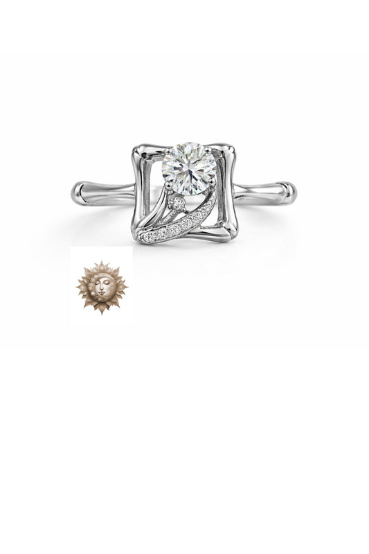 Dainty Square Moissanite Solitaire Adjustable 925 Sterling Silver Ring