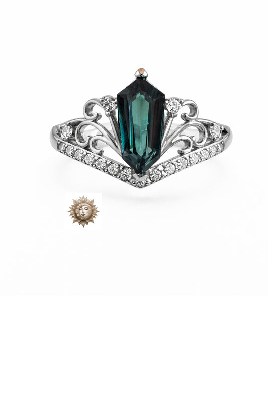 Alexandrite and Moissanite Show Stopper Adjustable 925 Sterling Silver Ring