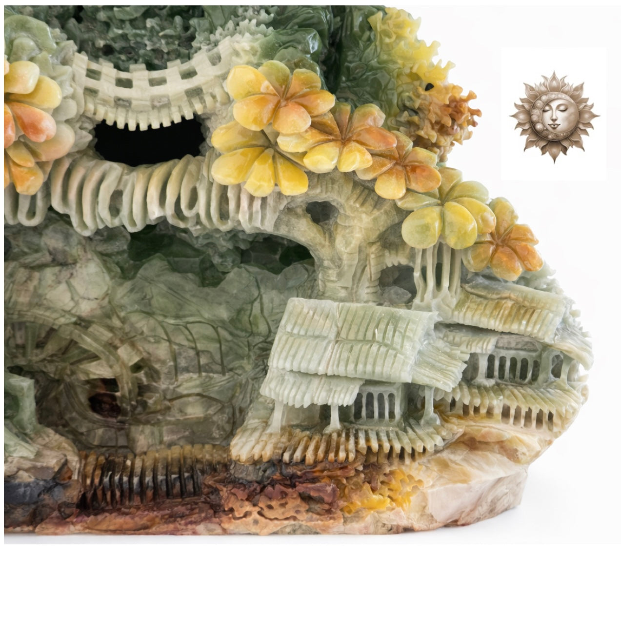 Multi-Tonal Jade Landscape Scene Carving – Massive Statement Jade Sculpture with Intricate Detail