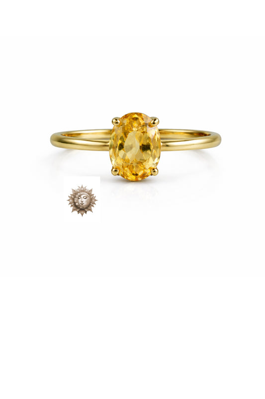 Dainty Citrine Adjustable 18 Carat Gold Plated 925 Sterling Silver Ring