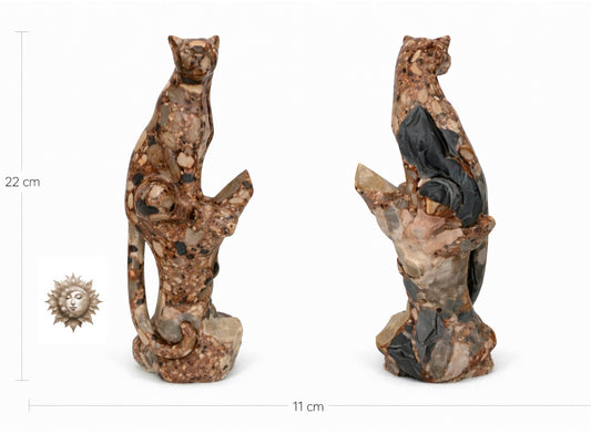 Brecciated Jasper Jaguar Carving – Natural Crystal Big Cat Sculpture
