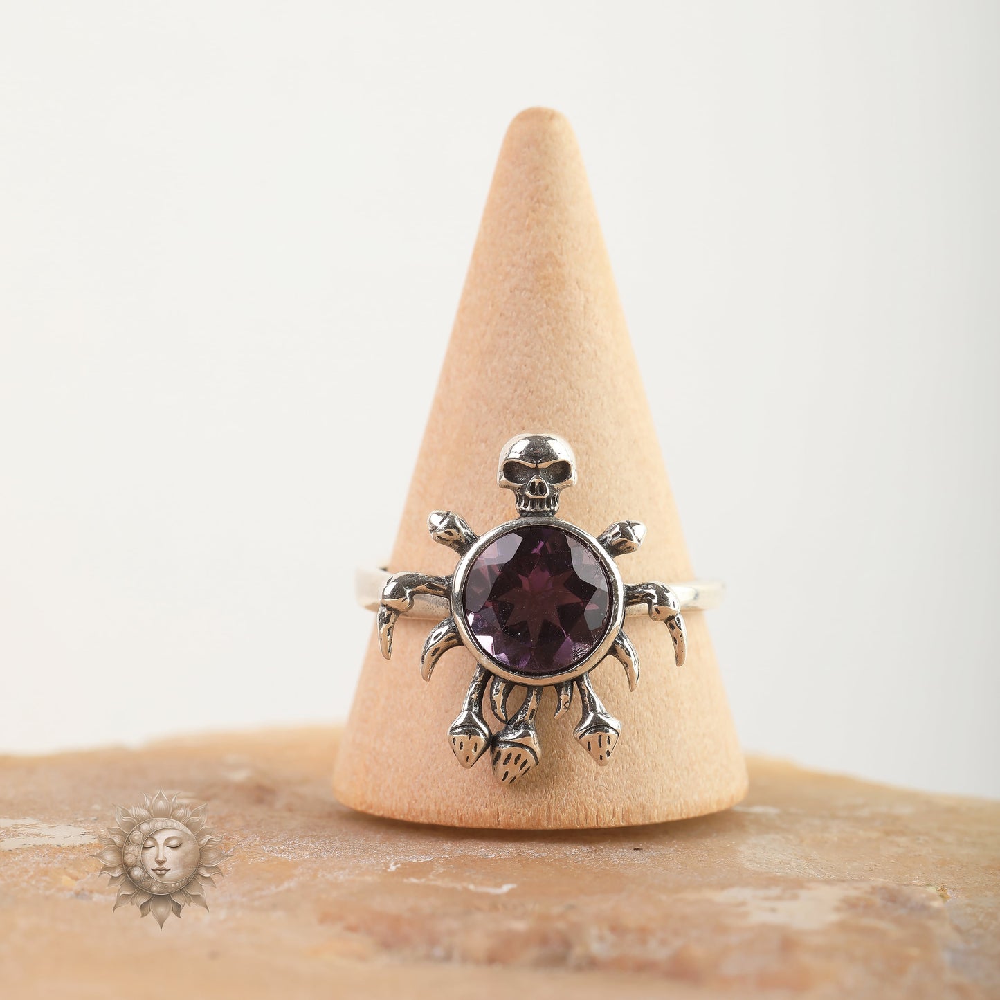 Amethyst Skull Ring