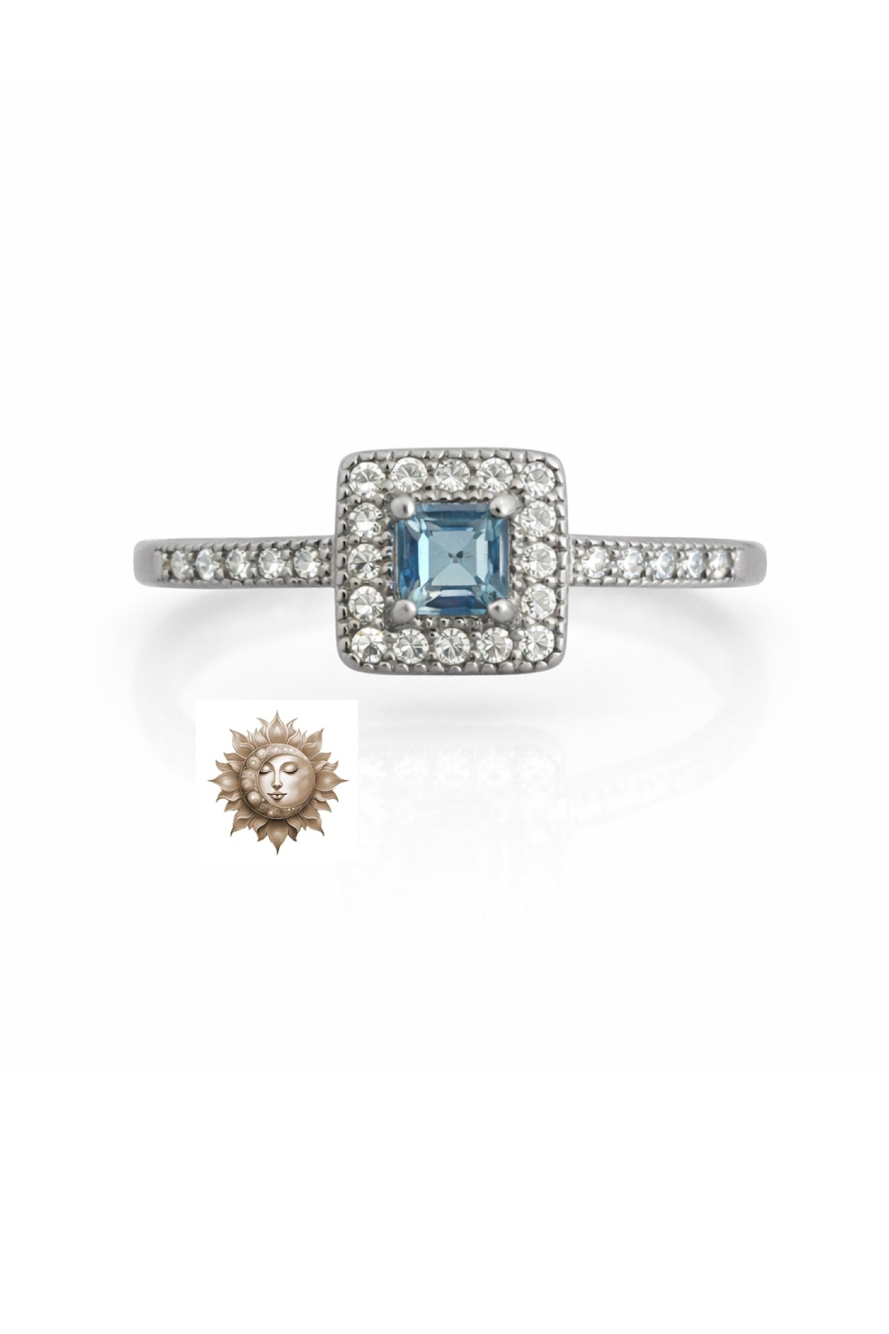 Blue Topaz and Moissanite Adjustable 925 Sterling Silver Ring