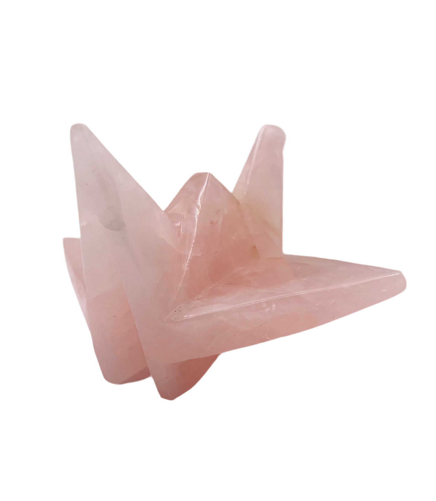 Rose Quartz Paper Crane Carving