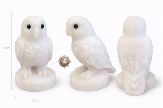 White Jade Parrot Carving – Natural Jade Crystal Bird Figurine Décor
