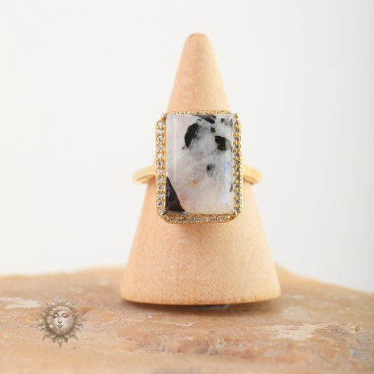 Rainbow Moonstone Ring