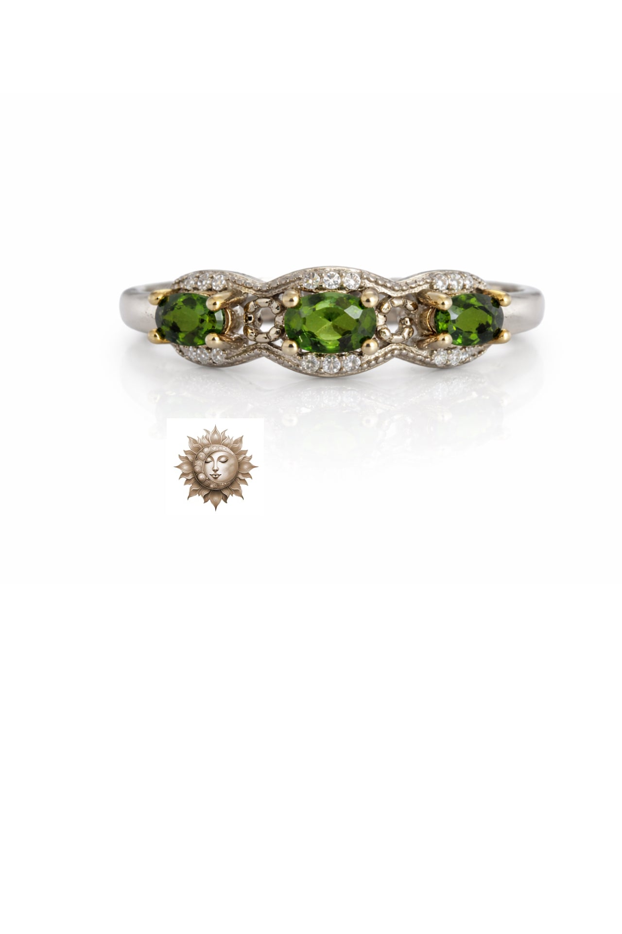 Dioptase Crystal Adjustable 925 Sterling Silver Ring