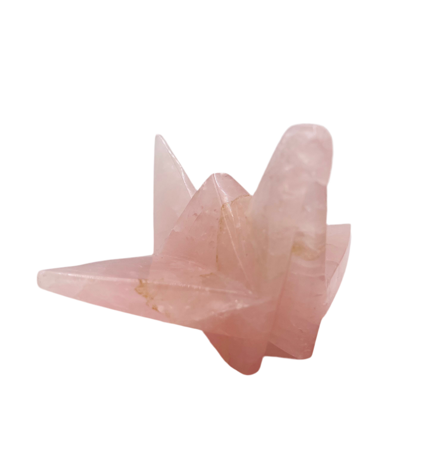 Rose Quartz Paper Crane Carving