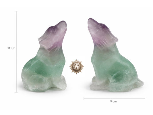 Fluorite Howling Wolf Carving – Natural Crystal Sculpture