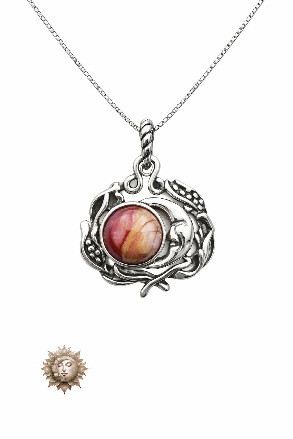 Mookaite Jasper Moon Pendant 925 Sterling Silver